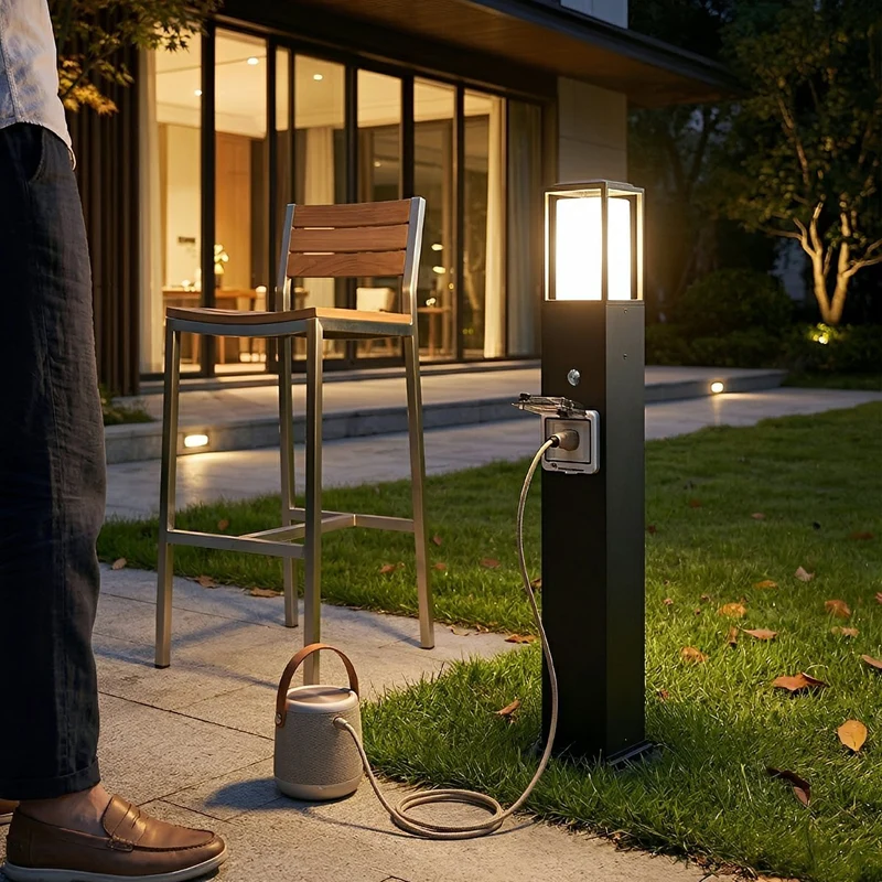 Tuinlamp met Stopcontact Zwart Aluminium Warm Wit LED IP67 Waterdicht voor Padverlichting Terras en Tuin | Sansoti
