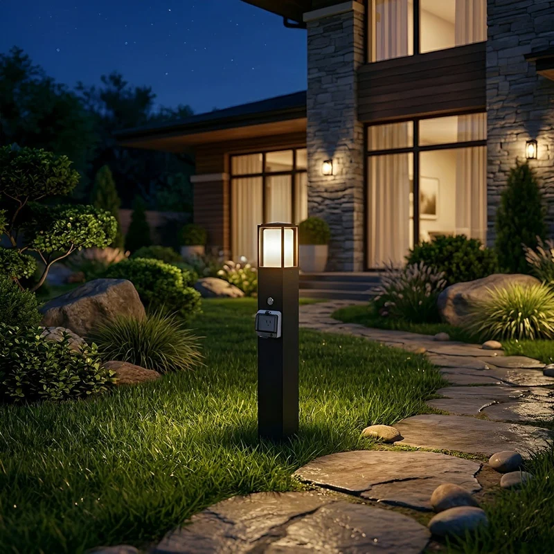Tuinlamp met Stopcontact Zwart Aluminium Warm Wit LED IP67 Waterdicht voor Padverlichting Terras en Tuin | Sansoti