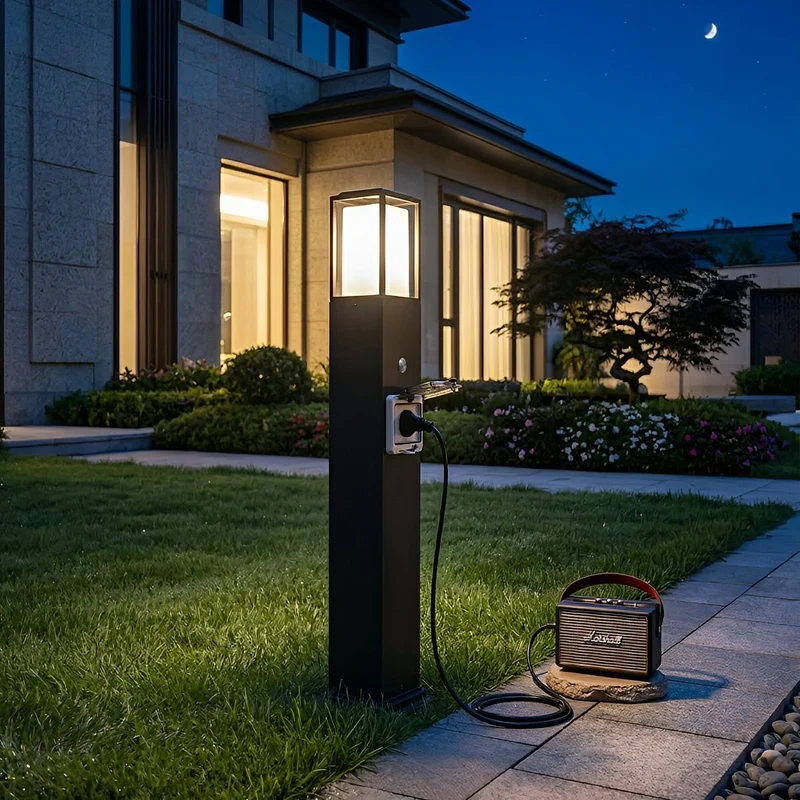 Tuinlamp met Stopcontact Zwart Aluminium Warm Wit LED IP67 Waterdicht voor Padverlichting Terras en Tuin | Sansoti