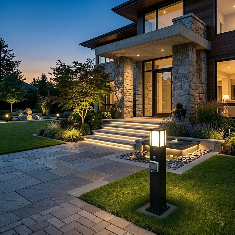 Tuinlamp met Stopcontact Zwart Aluminium Warm Wit LED IP67 Waterdicht voor Padverlichting Terras en Tuin | Sansoti