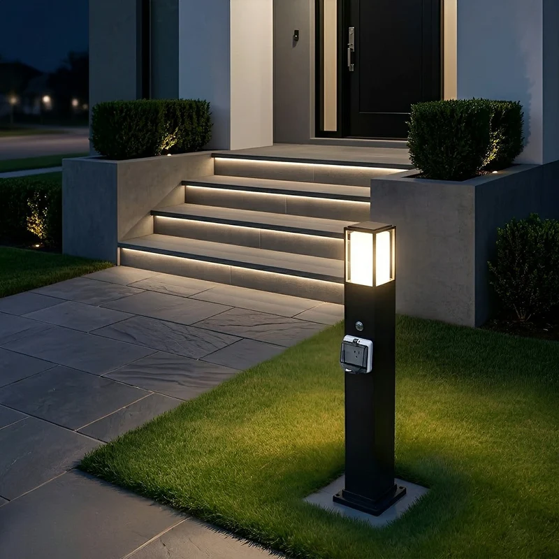 Tuinlamp met Stopcontact Zwart Aluminium Warm Wit LED IP67 Waterdicht voor Padverlichting Terras en Tuin | Sansoti