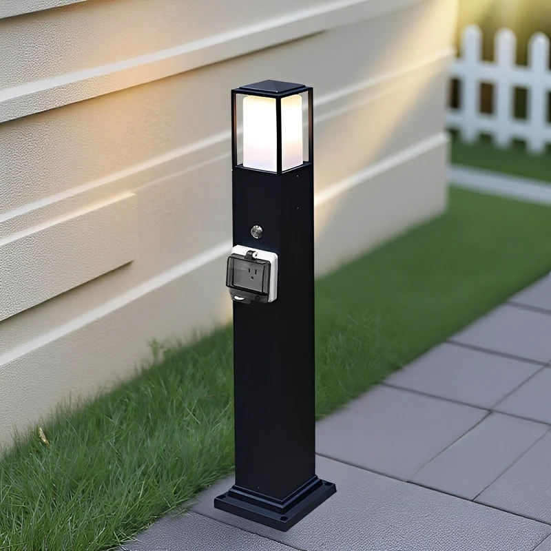 Tuinlamp met Stopcontact Zwart Aluminium Warm Wit LED IP67 Waterdicht voor Padverlichting Terras en Tuin | Sansoti