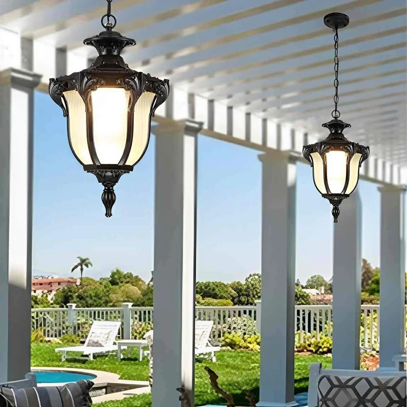 Waterdichte LED Hanglamp Buitenverlichting Vintage Glas Aluminium IP65 Tuinlamp Terrasverlichting Balkon | Sansoti