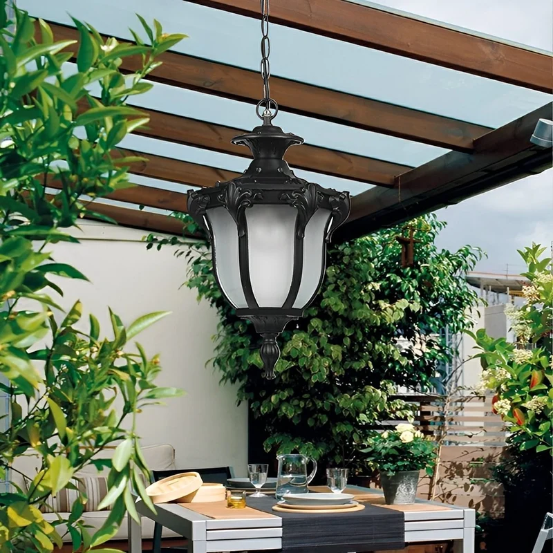 Waterdichte LED Hanglamp Buitenverlichting Vintage Glas Aluminium IP65 Tuinlamp Terrasverlichting Balkon | Sansoti