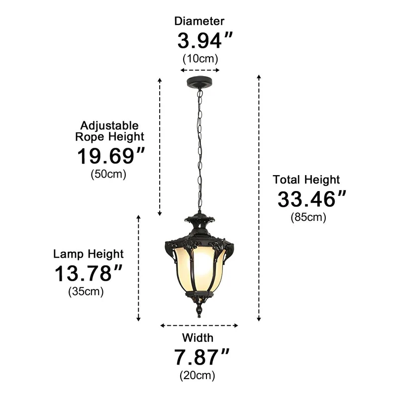 Waterdichte LED Hanglamp Buitenverlichting Vintage Glas Aluminium IP65 Tuinlamp Terrasverlichting Balkon | Sansoti
