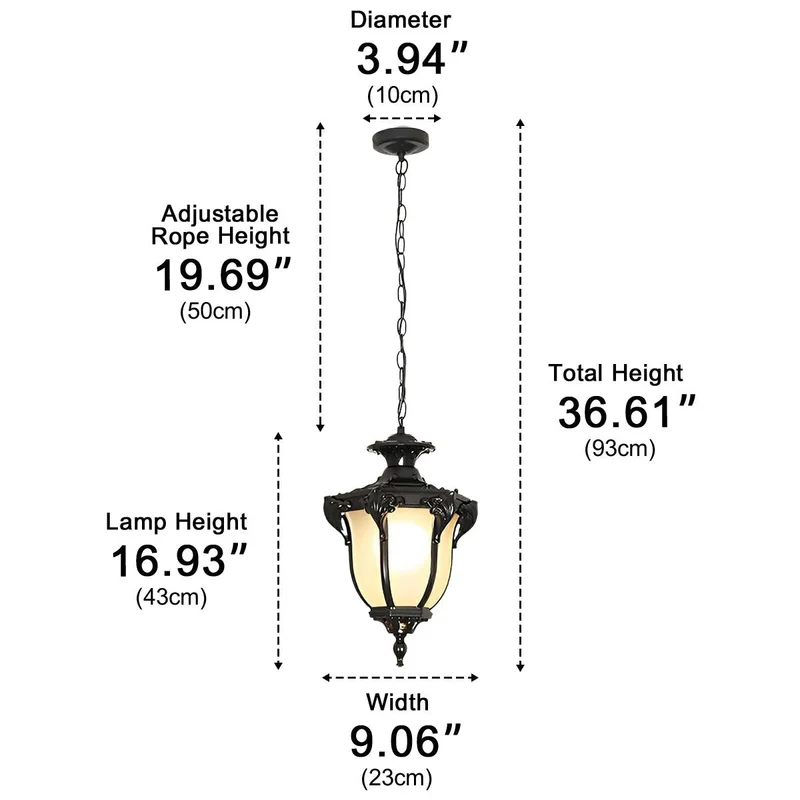 Waterdichte LED Hanglamp Buitenverlichting Vintage Glas Aluminium IP65 Tuinlamp Terrasverlichting Balkon | Sansoti