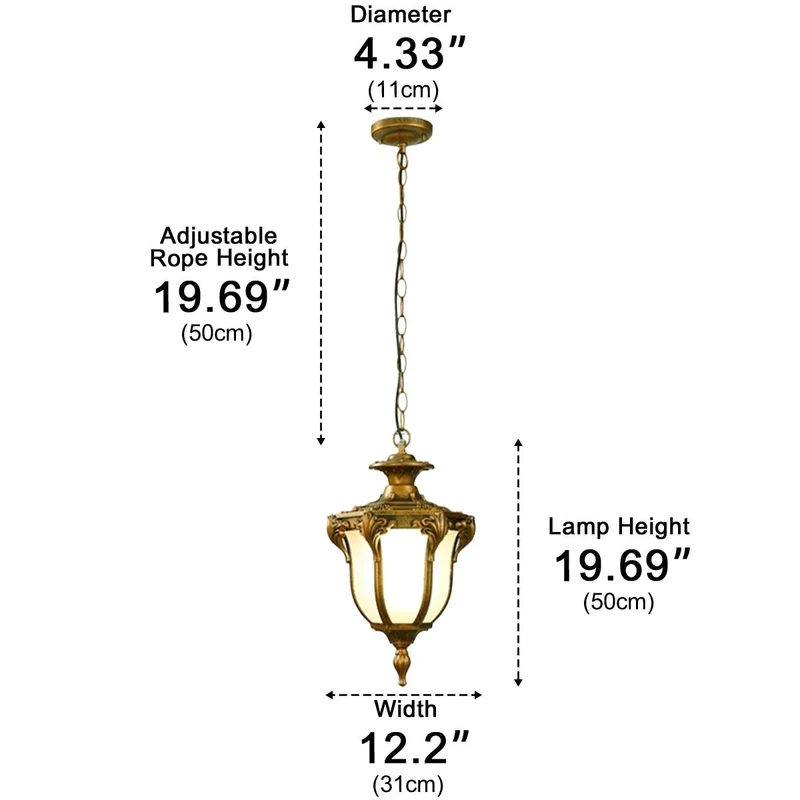 Waterdichte LED Hanglamp Buitenverlichting Vintage Glas Aluminium IP65 Tuinlamp Terrasverlichting Balkon | Sansoti