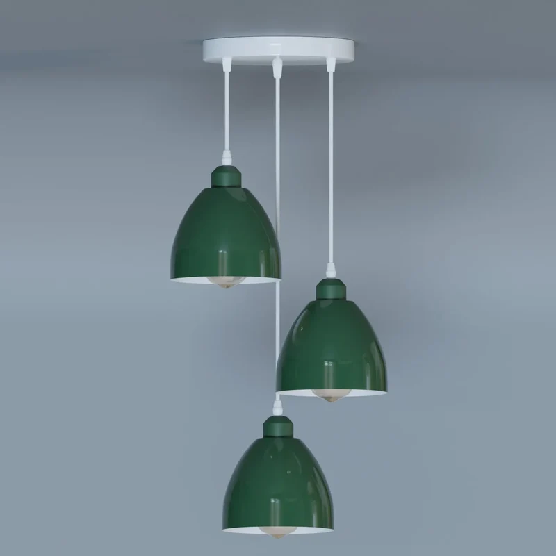 3 Flammige Cluster Pendelleuchte Metall Halbkugel E27 ~3675