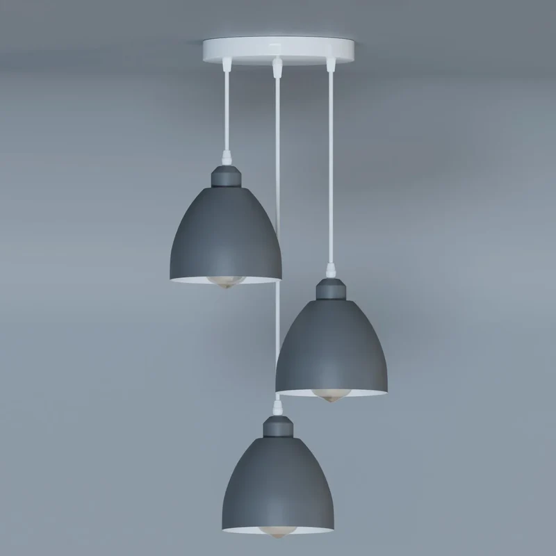 3 Flammige Cluster Pendelleuchte Metall Halbkugel E27 ~3675