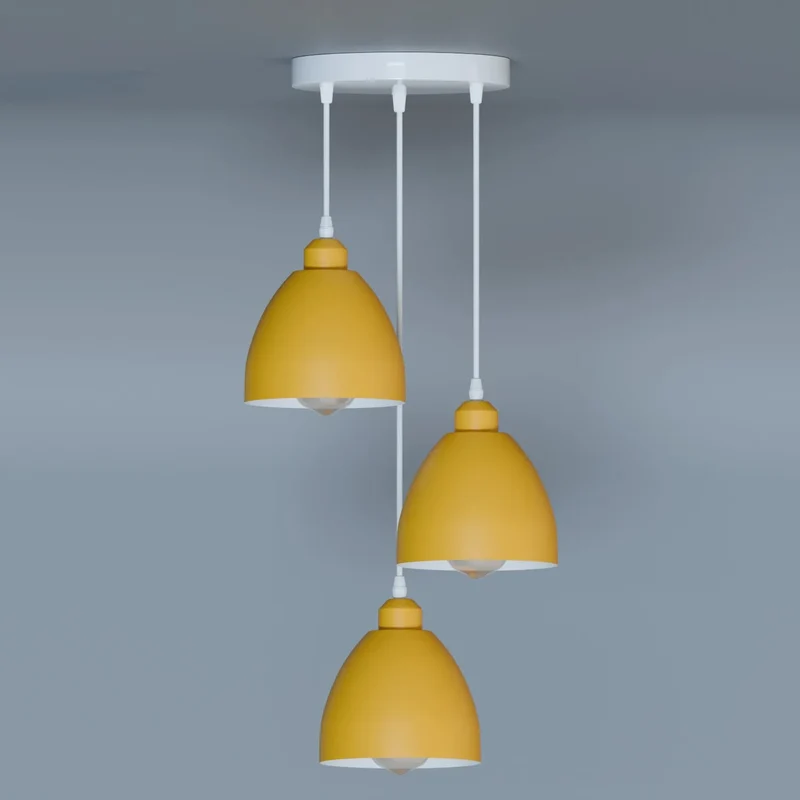 3 Flammige Cluster Pendelleuchte Metall Halbkugel E27 ~3675