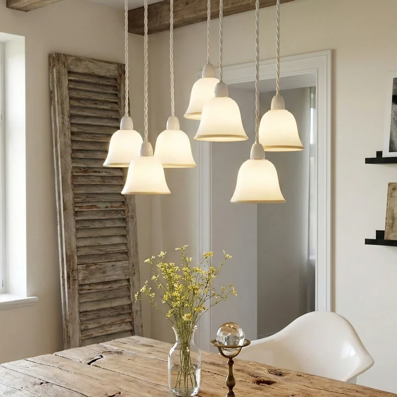 Glocke Glas Lampenschirm Weiß | E27 Opalglas Bistro Ersatzschirm ~3694