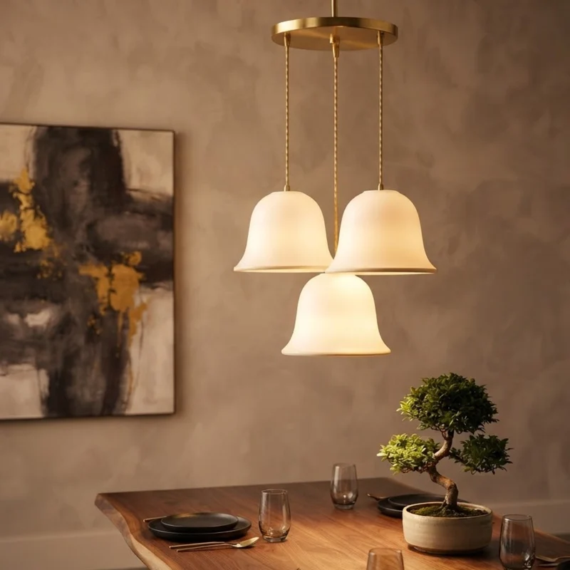 Glocke Glas Lampenschirm Weiß | E27 Opalglas Bistro Ersatzschirm ~3694