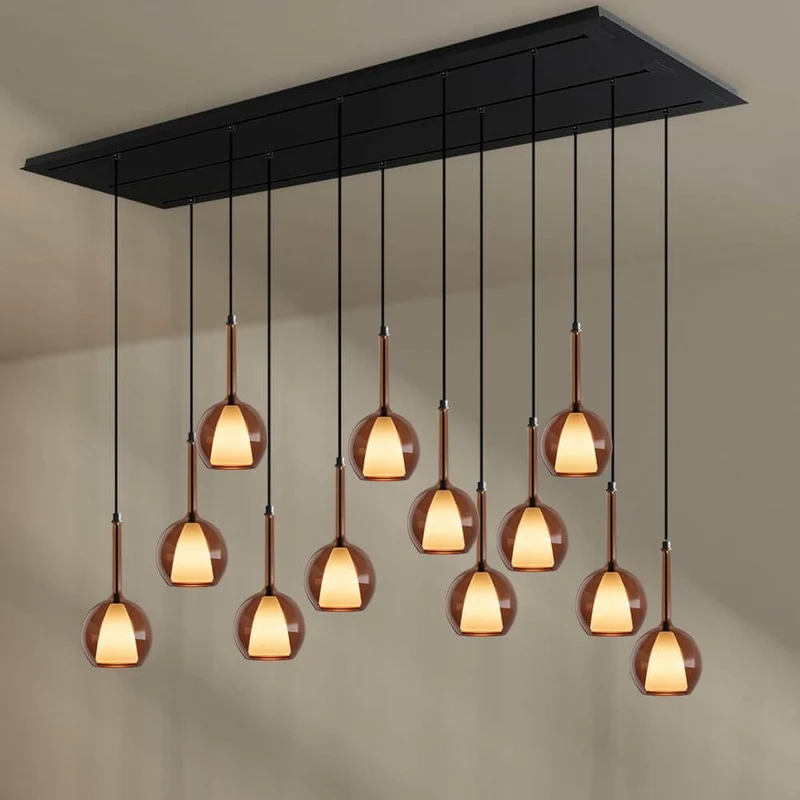 s.luce Belluna Esstischlampe 12-flammig 200cm 3-reihig