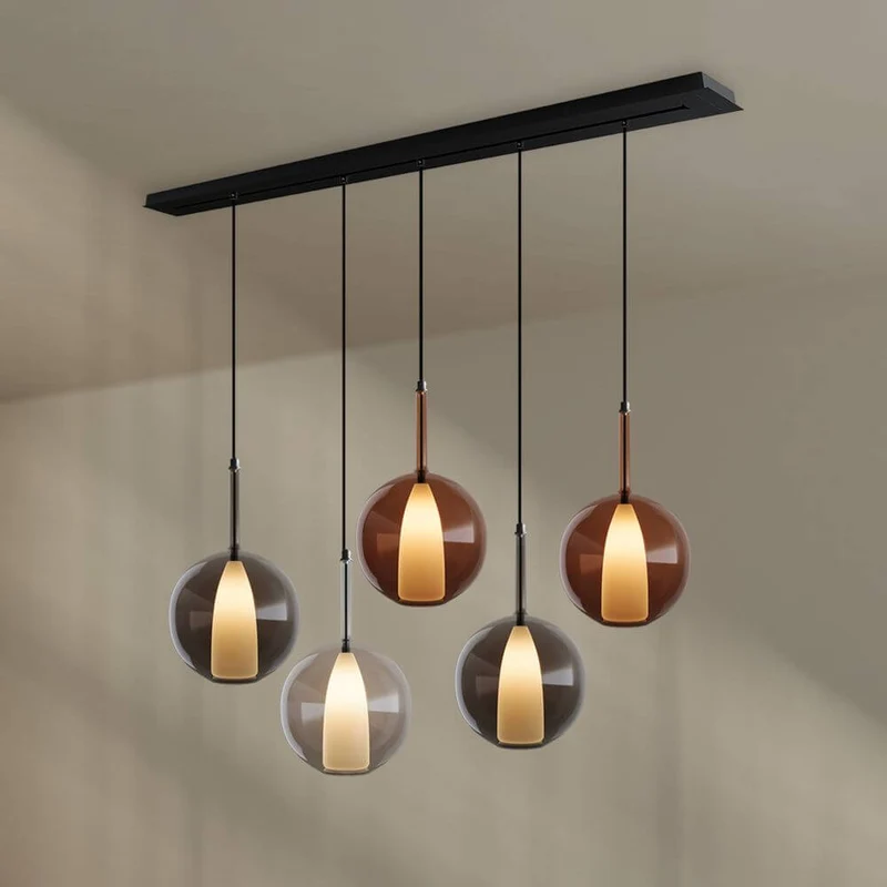 s.luce Belluna Esstisch-Hängelampe 5-flammig 160cm Baldachin