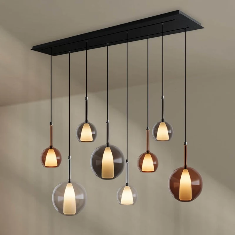 s.luce Belluna Esstisch-Pendelleuchte 8-flammig 160cm 2-reihig