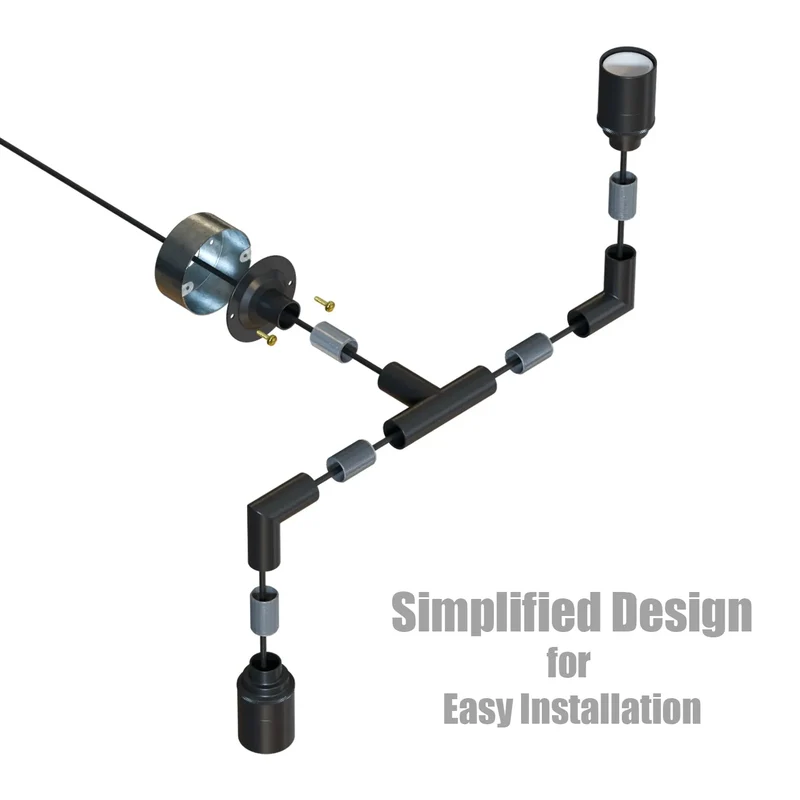 Industrie 2-fach Leerrohr Decken Wandlampe Schwarz 2-im1 Kombi Leuchte E27 ~3748