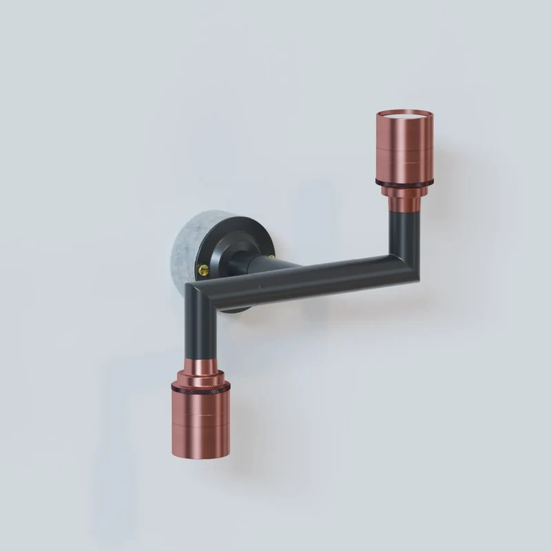 Industrie 2-fach Leerrohr Decken Wandlampe Schwarz 2-im1 Kombi Leuchte E27 ~3748