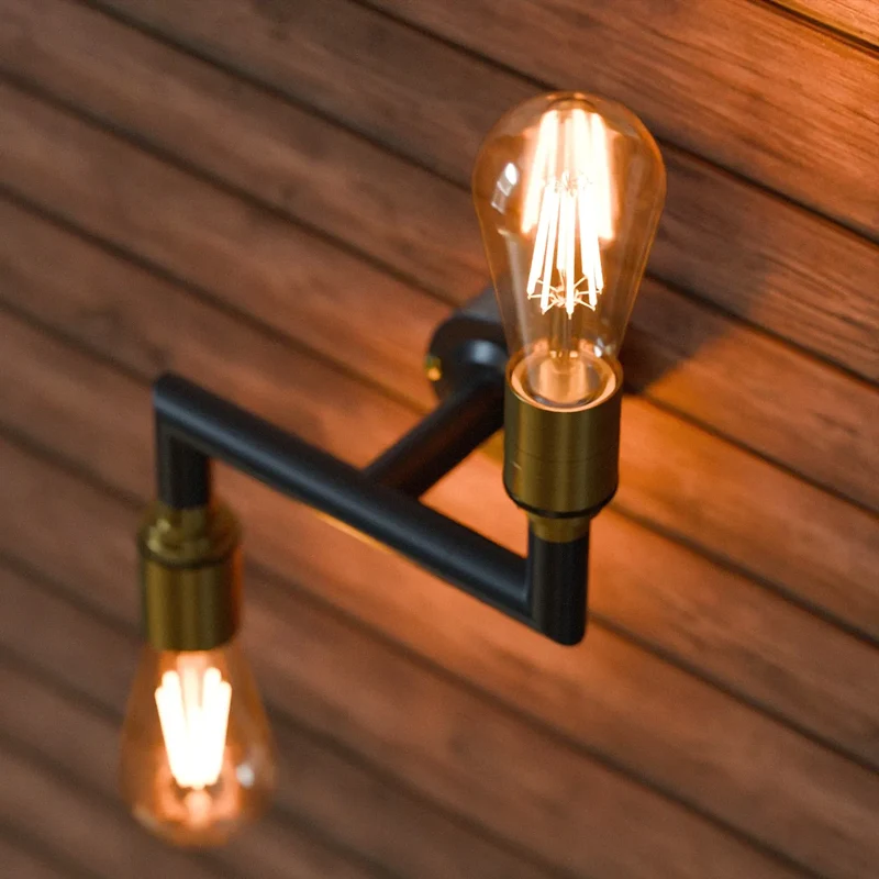 Industrie 2-fach Leerrohr Decken Wandlampe Schwarz 2-im1 Kombi Leuchte E27 ~3748