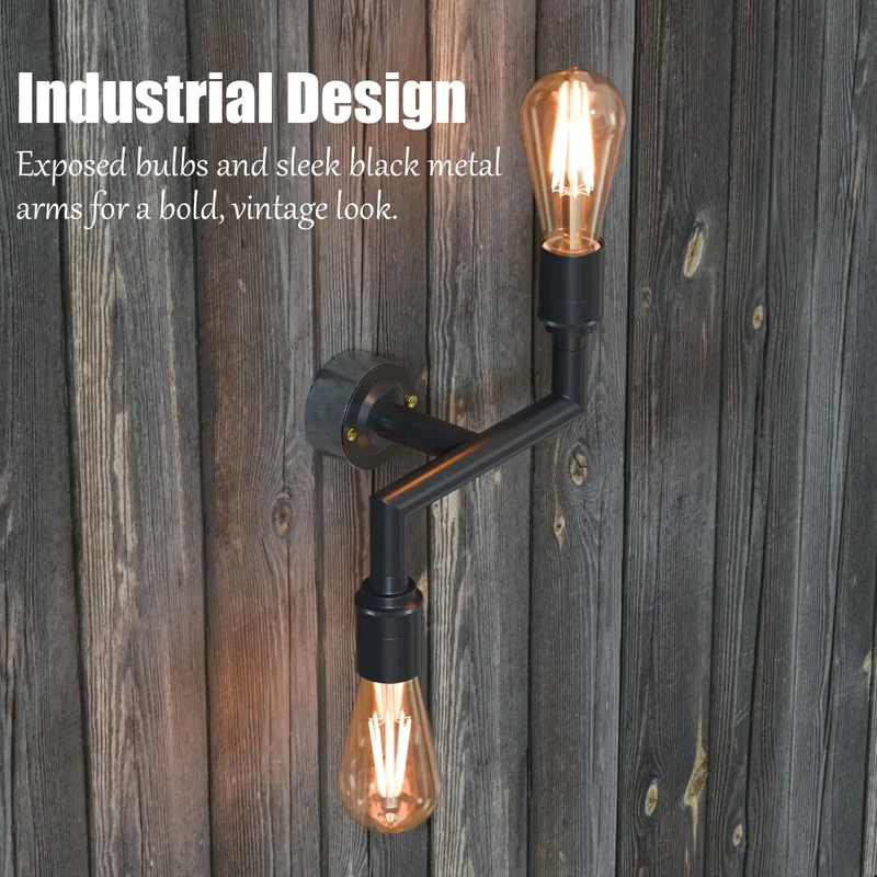 Industrie 2-fach Leerrohr Decken Wandlampe Schwarz 2-im1 Kombi Leuchte E27 ~3748