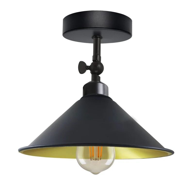 Industrial Flush Mount Deckenlampe Schwarz Retro Metall ~3727