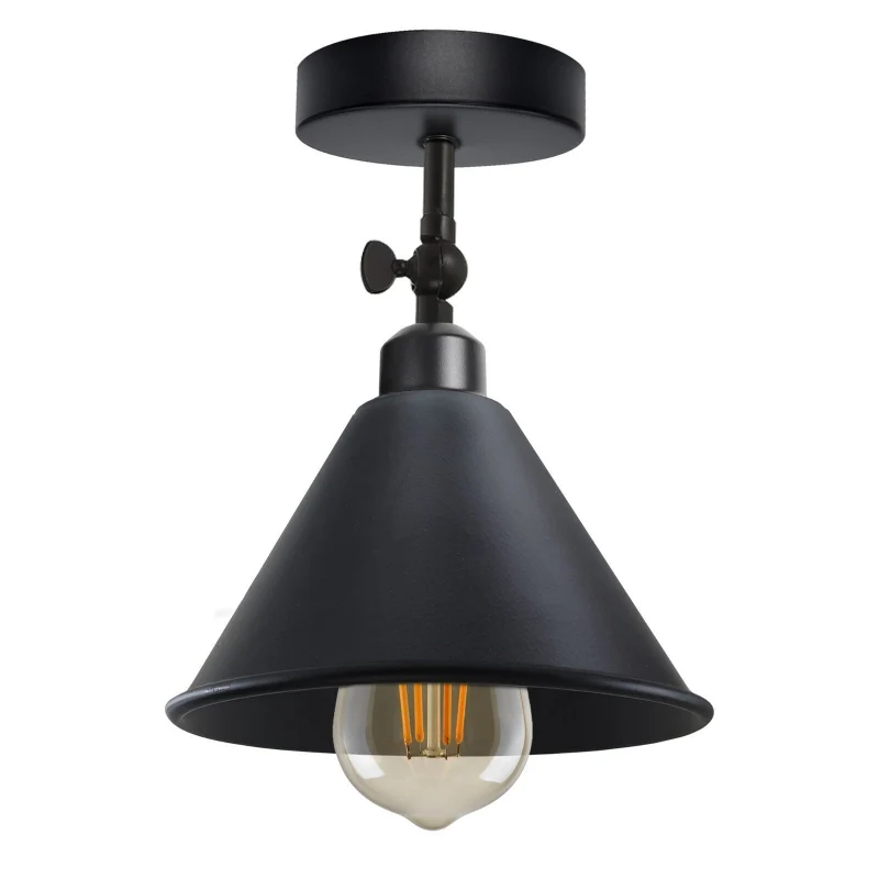 Industrial Flush Mount Deckenlampe Schwarz Retro Metall ~3727