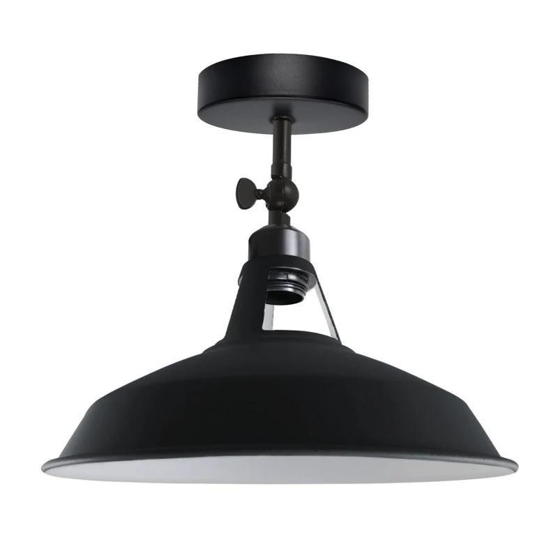 Industrial Flush Mount Deckenlampe Schwarz Retro Metall ~3727