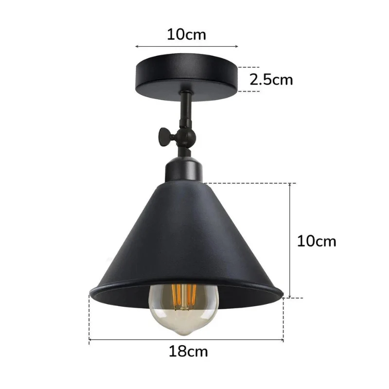 Industrial Flush Mount Deckenlampe Schwarz Retro Metall ~3727