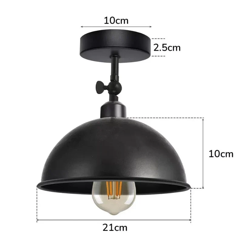 Industrial Flush Mount Deckenlampe Schwarz Retro Metall ~3727