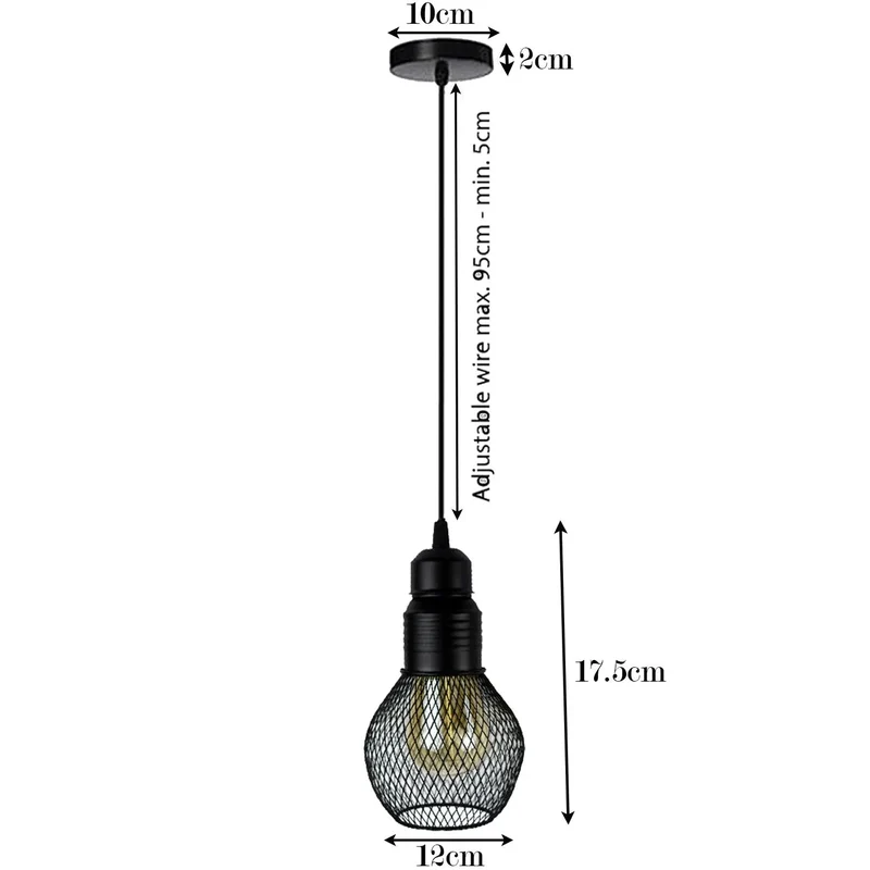 Industrie Gitter Pendelleuchte Schwarz Netz-Schirm E27 ~3747