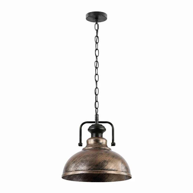 Vintage Pendelleuchte Ø29cm – Kupfer & Rustik Rot ~3722