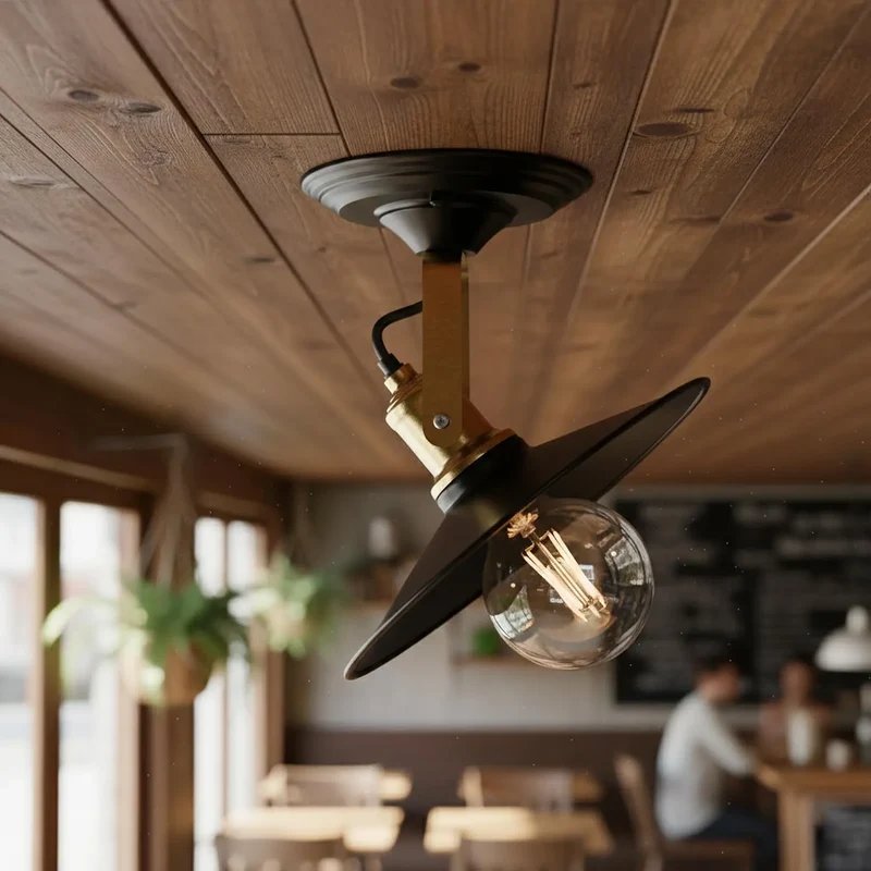 Industrie Wand- & Deckenleuchte Schwarz Gold E27 | 2-in-1 verstellbare Lampe~3741