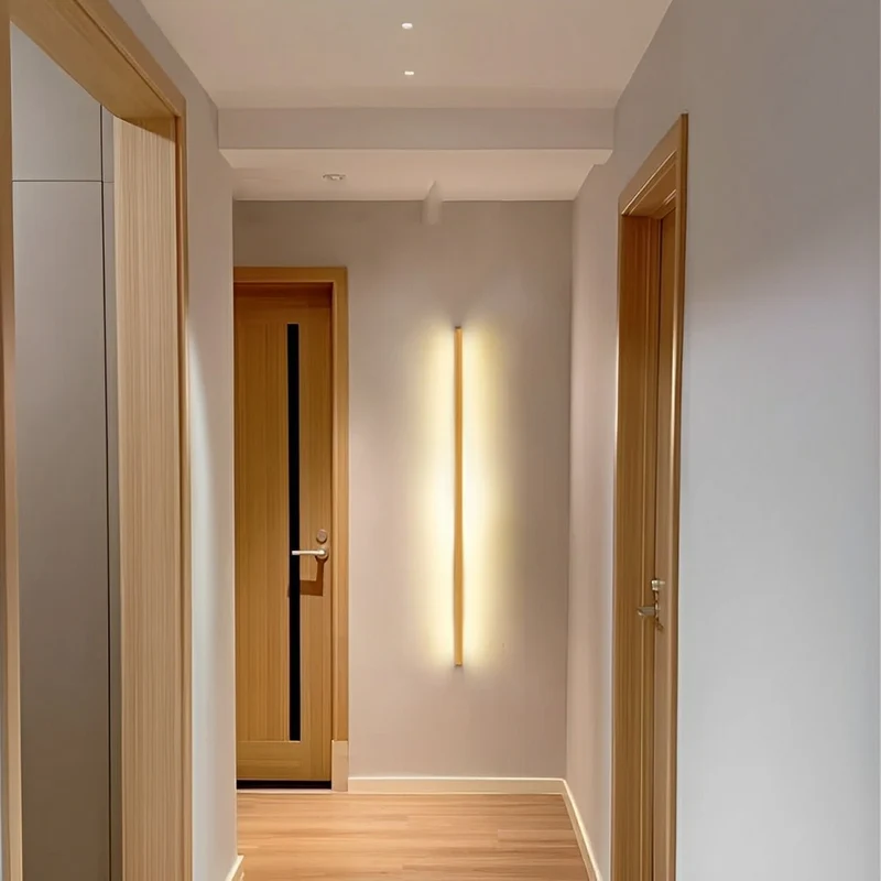 Houten LED Wandlamp Lang Rechthoekig Dimbaar Up-Down Licht Scandinavisch Design Modern Sfeervol Interieur | Sansoti