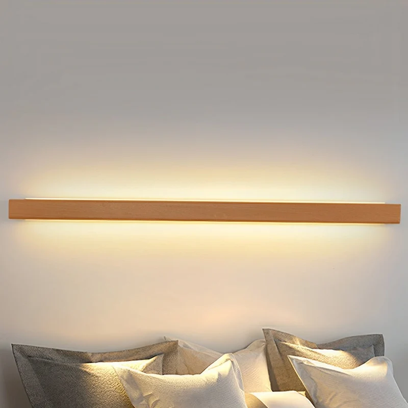 Houten LED Wandlamp Lang Rechthoekig Dimbaar Up-Down Licht Scandinavisch Design Modern Sfeervol Interieur | Sansoti