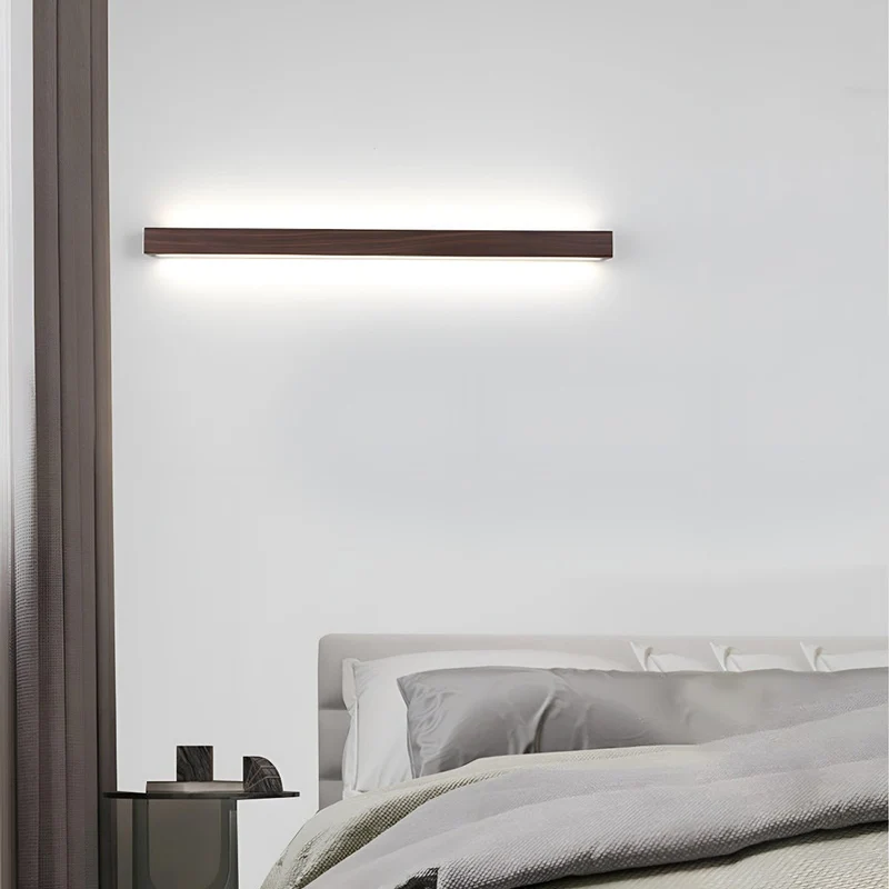 Houten LED Wandlamp Lang Rechthoekig Dimbaar Up-Down Licht Scandinavisch Design Modern Sfeervol Interieur | Sansoti