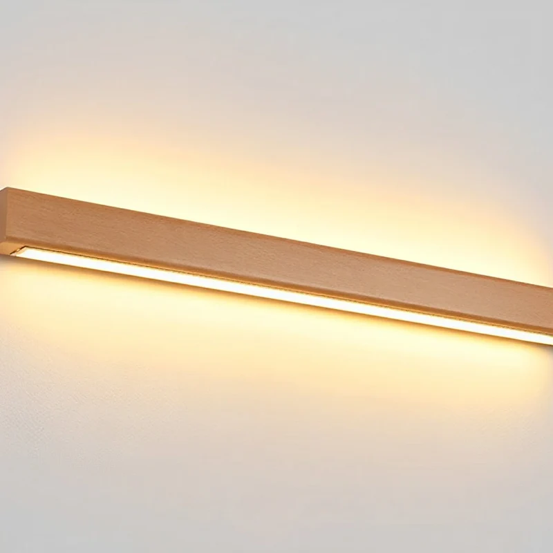 Houten LED Wandlamp Lang Rechthoekig Dimbaar Up-Down Licht Scandinavisch Design Modern Sfeervol Interieur | Sansoti