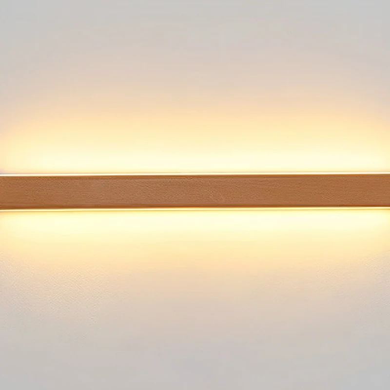 Houten LED Wandlamp Lang Rechthoekig Dimbaar Up-Down Licht Scandinavisch Design Modern Sfeervol Interieur | Sansoti