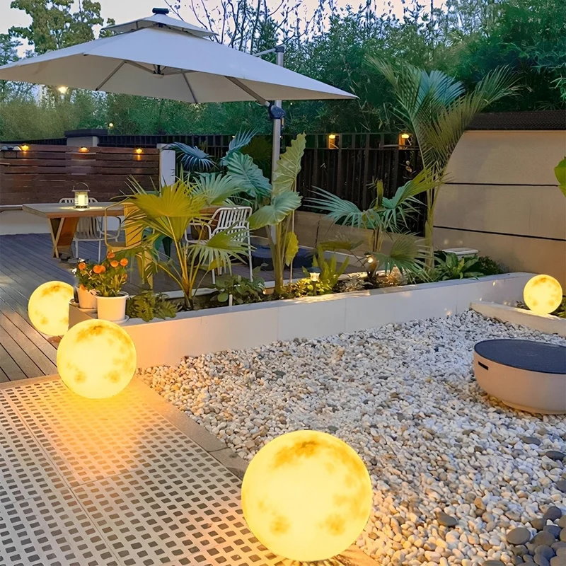 Bolvormige Tuinverlichting op Zonne-energie met Maanreliëf Waterdicht IP67 voor Tuin Pad Terras Gazon Oprit | Sansoti