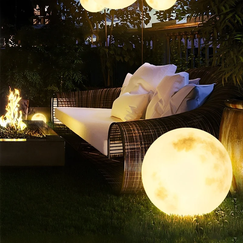 Bolvormige Tuinverlichting op Zonne-energie met Maanreliëf Waterdicht IP67 voor Tuin Pad Terras Gazon Oprit | Sansoti