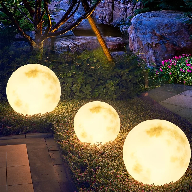 Bolvormige Tuinverlichting op Zonne-energie met Maanreliëf Waterdicht IP67 voor Tuin Pad Terras Gazon Oprit | Sansoti