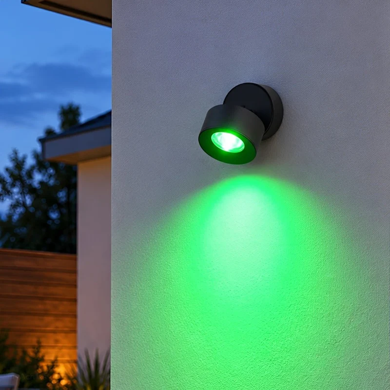 Verstelbare LED Buitenlamp Rond Zwart Waterdicht IP65 Wandverlichting Veranda Tuin Terras 360° Draaibaar | Sansoti