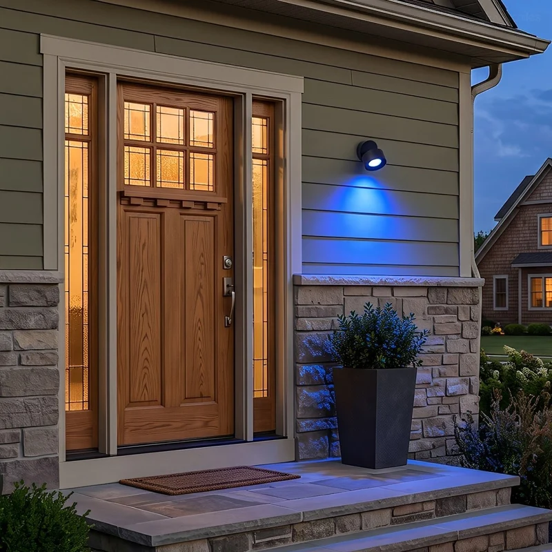 Verstelbare LED Buitenlamp Rond Zwart Waterdicht IP65 Wandverlichting Veranda Tuin Terras 360° Draaibaar | Sansoti