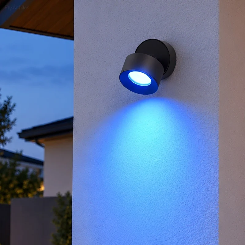 Verstelbare LED Buitenlamp Rond Zwart Waterdicht IP65 Wandverlichting Veranda Tuin Terras 360° Draaibaar | Sansoti