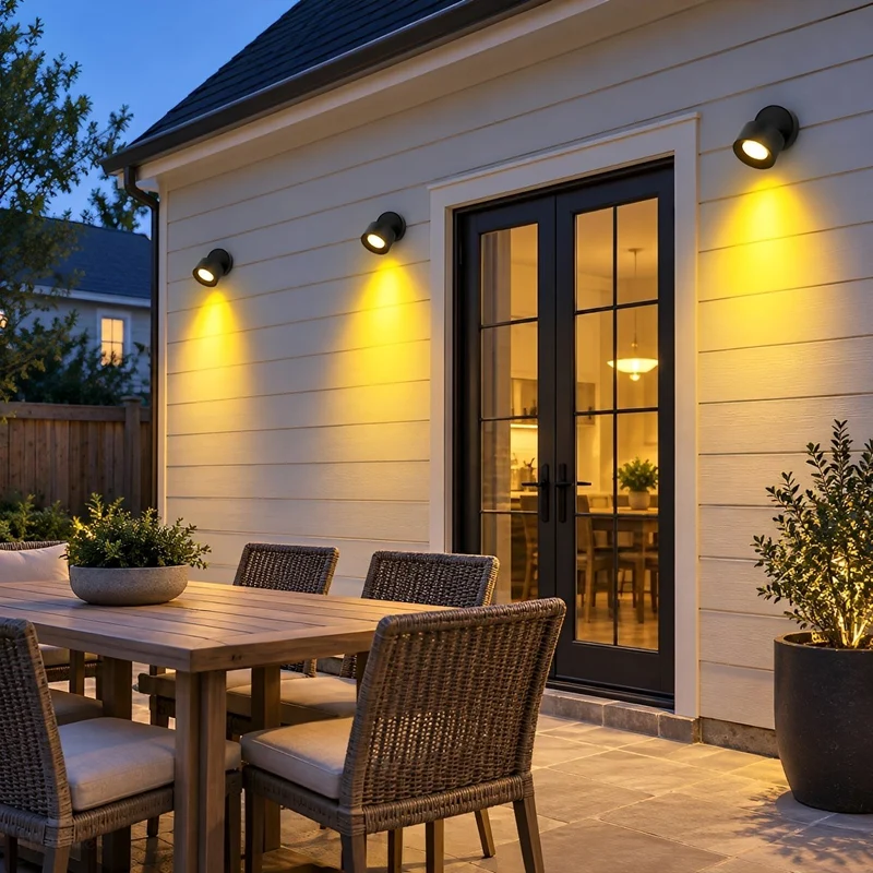 Verstelbare LED Buitenlamp Rond Zwart Waterdicht IP65 Wandverlichting Veranda Tuin Terras 360° Draaibaar | Sansoti