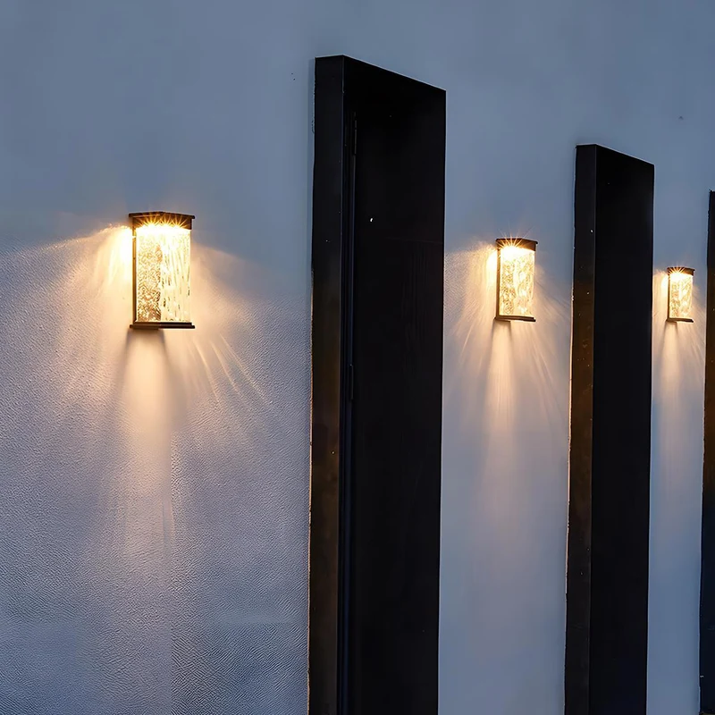 Wandlamp Buiten LED Watergolf Zwart Aluminium IP43 Tuin Veranda Terras Voordeur Gevel Buitenverlichting | Sansoti