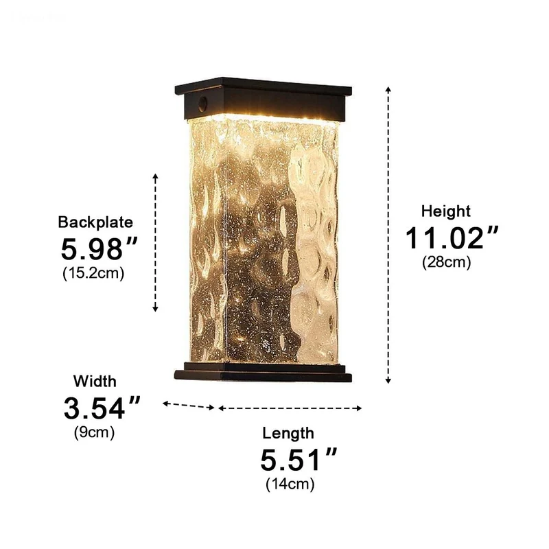 Wandlamp Buiten LED Watergolf Zwart Aluminium IP43 Tuin Veranda Terras Voordeur Gevel Buitenverlichting | Sansoti
