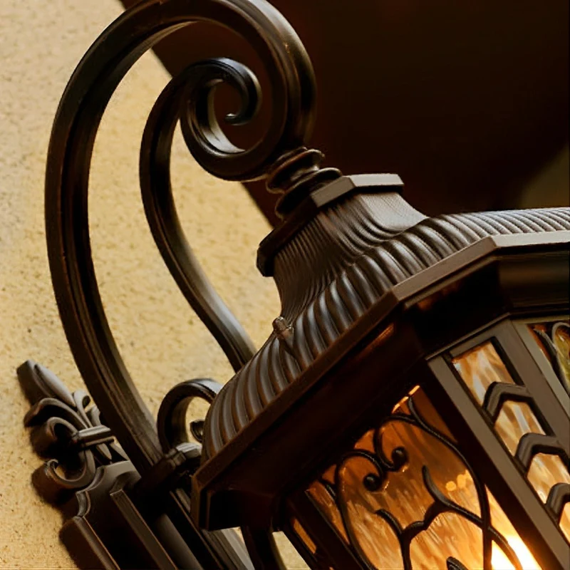 Buitenwandlamp Vintage met Glasvenster Zwart Bruin Waterdicht IP56 E27 LED Verlichting voor Veranda Gevel Tuin | Sansoti
