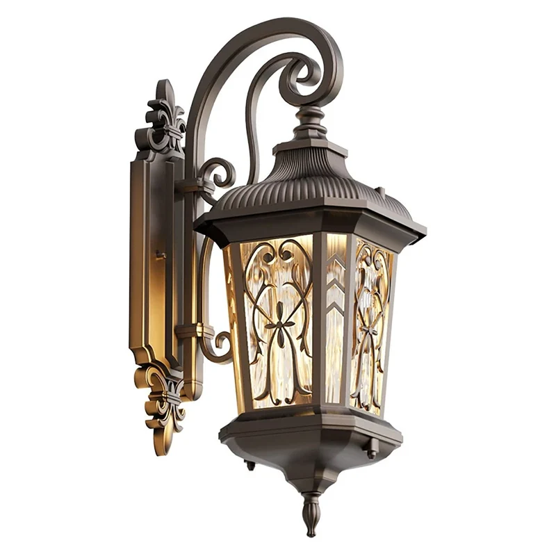 Buitenwandlamp Vintage met Glasvenster Zwart Bruin Waterdicht IP56 E27 LED Verlichting voor Veranda Gevel Tuin | Sansoti