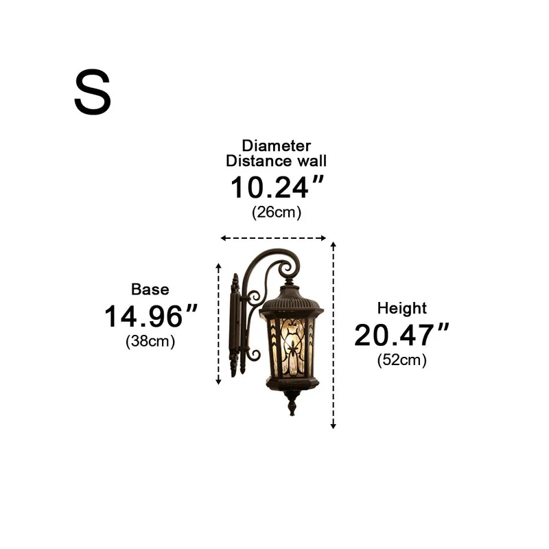 Buitenwandlamp Vintage met Glasvenster Zwart Bruin Waterdicht IP56 E27 LED Verlichting voor Veranda Gevel Tuin | Sansoti