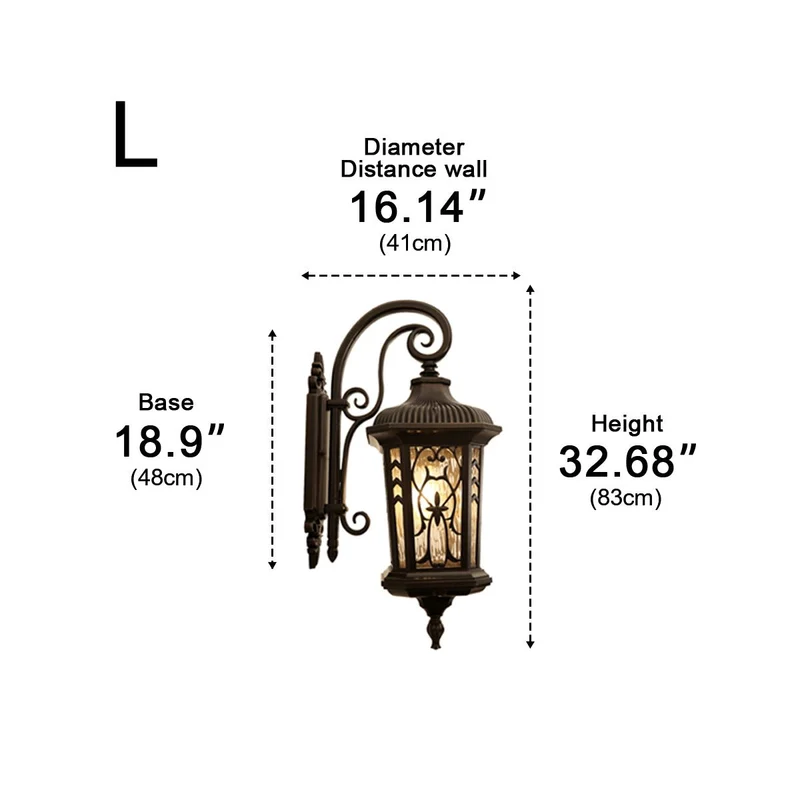 Buitenwandlamp Vintage met Glasvenster Zwart Bruin Waterdicht IP56 E27 LED Verlichting voor Veranda Gevel Tuin | Sansoti