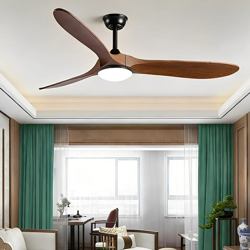 Plafondventilator met LED-verlichting Fluistermotor 6 Snelheden Omkeerbaar Scandinavisch Design Woonkamer | Sansoti